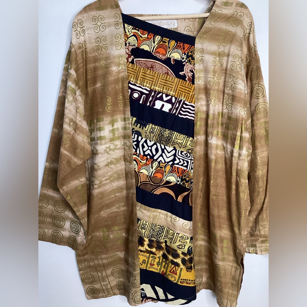 Vintage Bohemian Multicolor 100% Cotton Tunic L